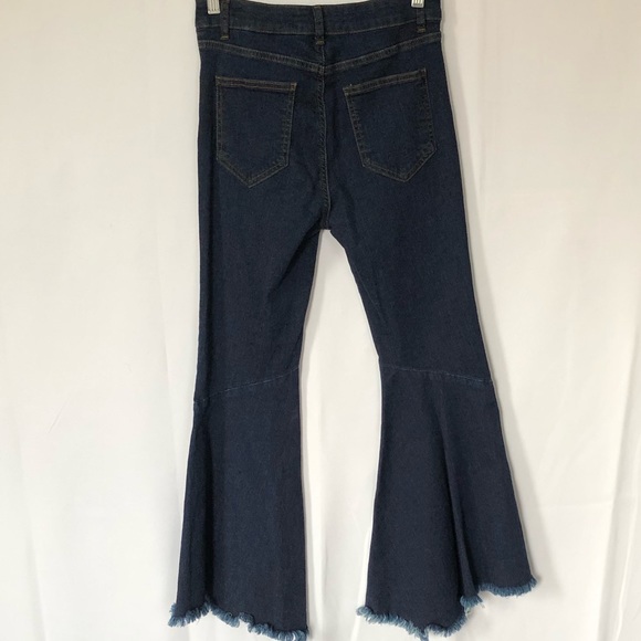 Zara flare denim with wide uneven raw edge hem - Picture 6 of 7